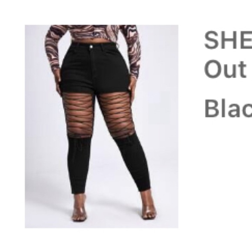 Cut out black jeans